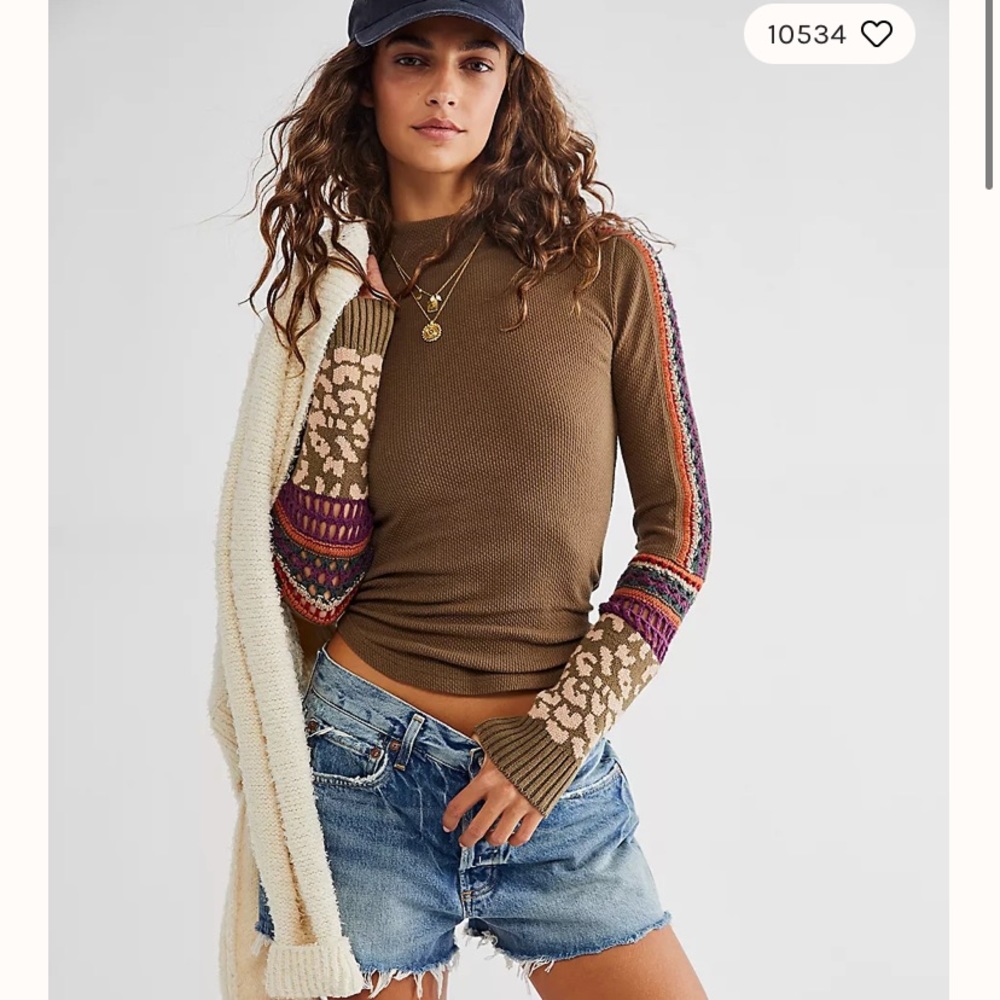Free People Switch It Up Thermal Top in Army Green